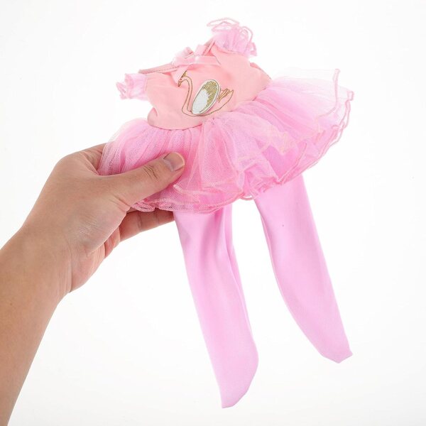 Ballett-Kleidungsset für 14-Zoll-Puppen mit rosa Rock, Schuhen und Kopfschmuck