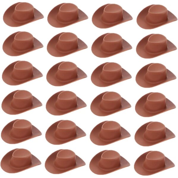 Alasum 40 Mini Cappelli da Cowboy Marroni in Plastica Resistenti per Bambole e Fai da Te