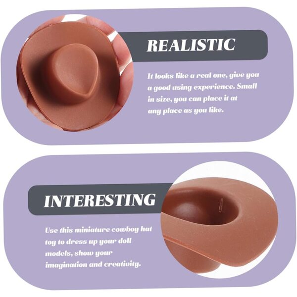 Alasum 40 Mini Cappelli da Cowboy Marroni in Plastica Resistenti per Bambole e Fai da Te