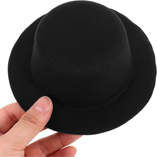 Cappello a Cilindro Lolita Nero per Bambole Miniatura - Accessorio Fai da Te Elegante