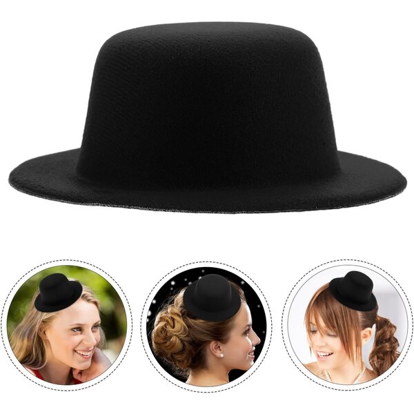 Cappello a Cilindro Lolita Nero per Bambole Miniatura - Accessorio Fai da Te Elegante