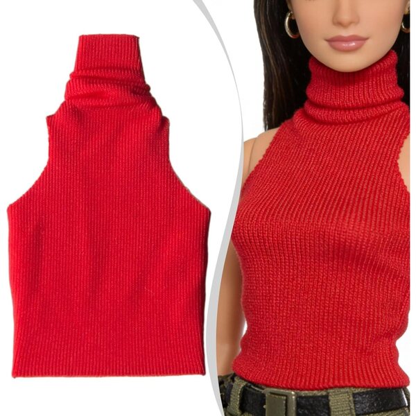Modisches rotes Tanktop für die weibliche 6-Zoll-Actionfigur Jiuvaso im Maßstab 1:12