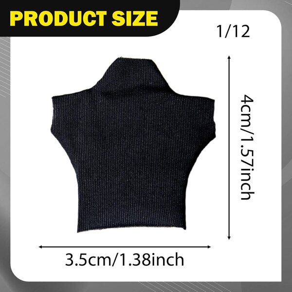 Oshhni Canotta Collo Alto 1/12 Miniatura per Action Figure Donna 6" Nero