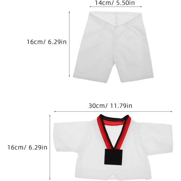 Set Vestiti Taekwondo per Bambole e Peluche 25-30 cm - Uniforme Karate BESPORTBLE