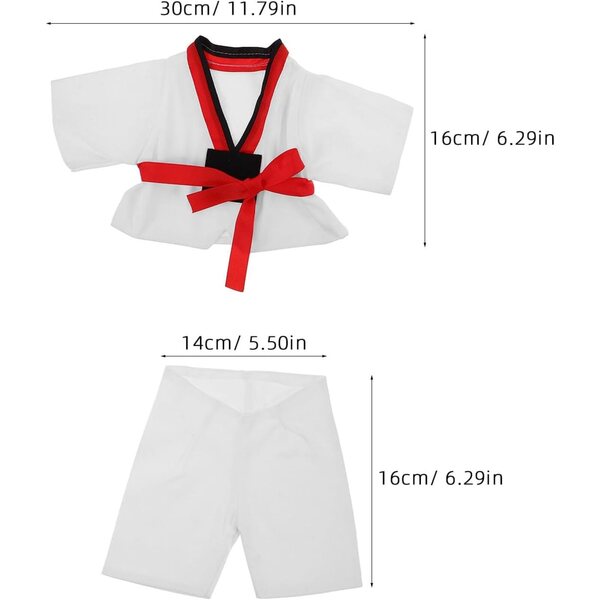 Set Vestiti Taekwondo per Bambole e Peluche 25-30 cm - Uniforme Karate BESPORTBLE