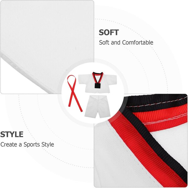 Set Vestiti Taekwondo per Bambole e Peluche 25-30 cm - Uniforme Karate BESPORTBLE