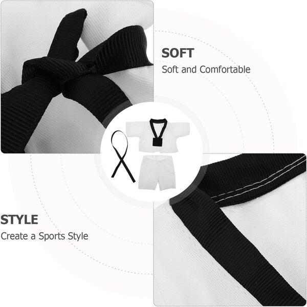 BESPORTBLE Set Vestiti Taekwondo per Bambole e Peluche 25-30 cm, Costume Karate
