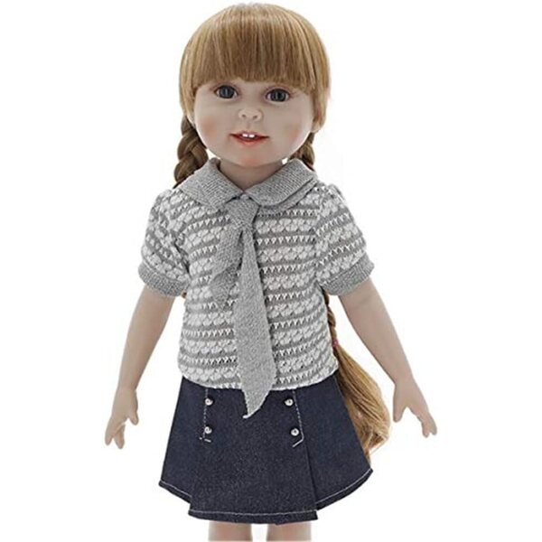 46-cm-Puppenkleid, Pullover und Rock aus strapazierfähigem Jeansstoff, perfektes Geschenk