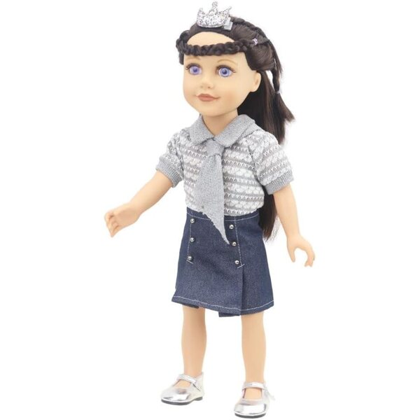 46-cm-Puppenkleid, Pullover und Rock aus strapazierfähigem Jeansstoff, perfektes Geschenk