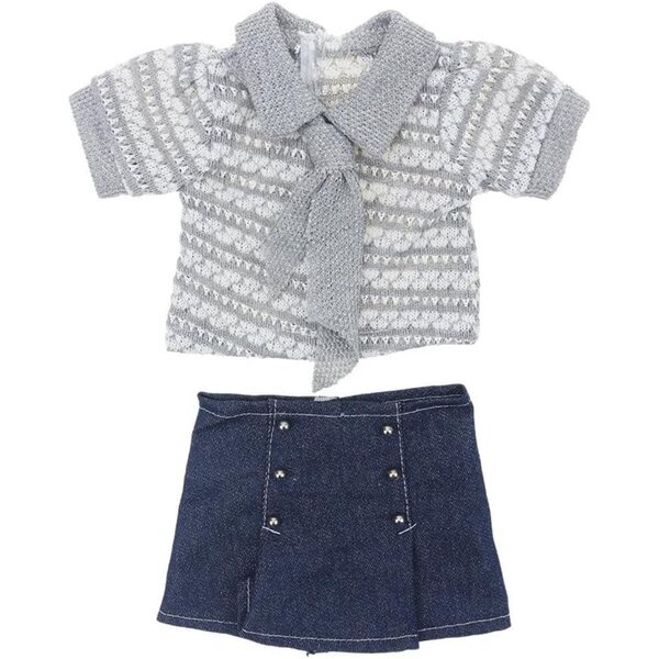 46-cm-Puppenkleid, Pullover und Rock aus strapazierfähigem Jeansstoff, perfektes Geschenk