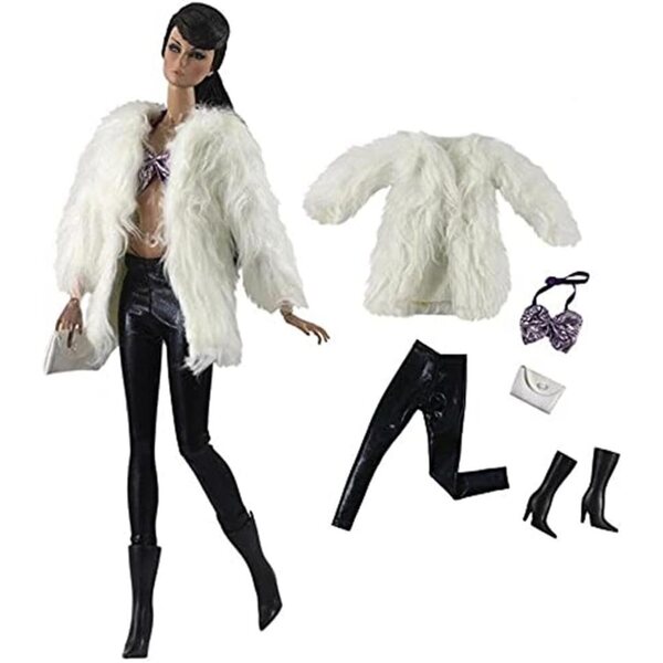 Winterkleidung für 1/6 BJD Puppen 30 cm – Komplettset Oberteil, Hose und Mantel