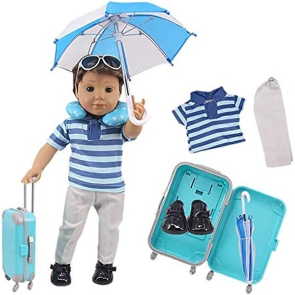 46 cm Puppenkleidung mit T-Shirt, Hose, Regenschirm und Schuhen – Codulu