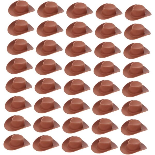 40 Mini Cappelli da Cowboy Marroni in Plastica per Lavoretti Creativi e Decorazioni