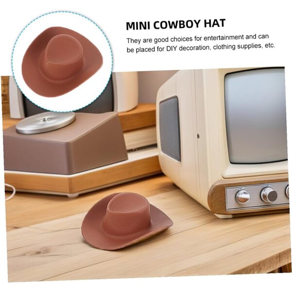 40 Mini Cappelli da Cowboy Marroni in Plastica per Lavoretti Creativi e Decorazioni