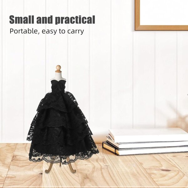 VICASKY Brautkleider-Set für Puppen, 2-teilig, aus schwarzer und weißer Spitze, Miniatur
