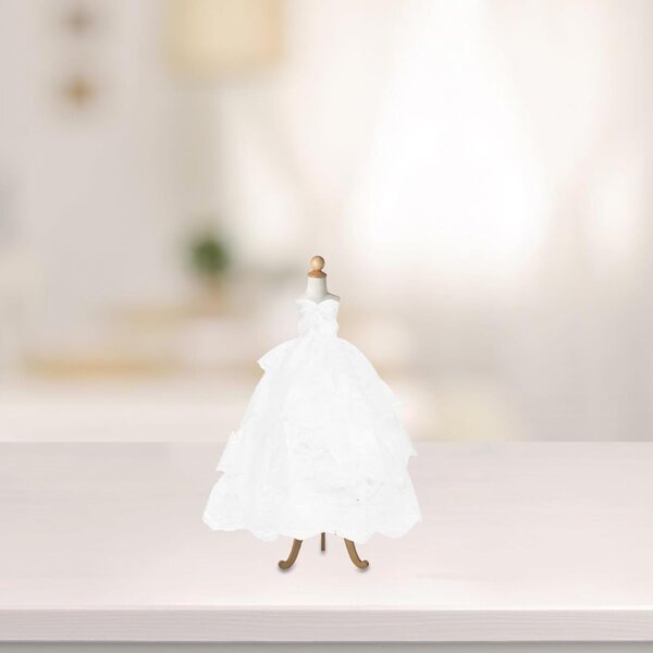 VICASKY Brautkleider-Set für Puppen, 2-teilig, aus schwarzer und weißer Spitze, Miniatur