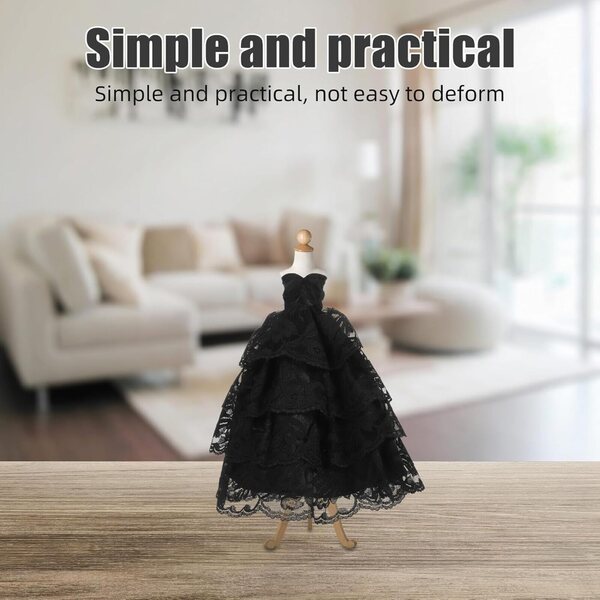 VICASKY Brautkleider-Set für Puppen, 2-teilig, aus schwarzer und weißer Spitze, Miniatur