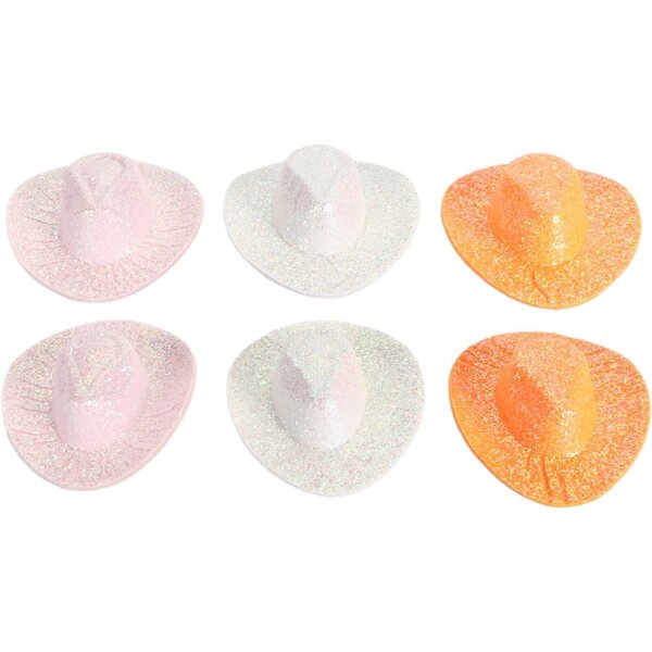 6 mini cappelli da cowboy glitterati colorati per decorazioni e fai da te - Cloimei