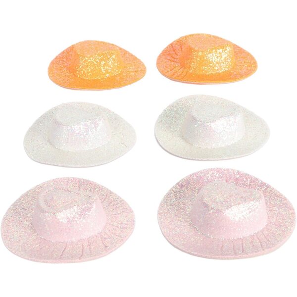 6 bunte Mini-Cowboyhüte mit Glitzer zum Dekorieren und Selbermachen – Cloimei