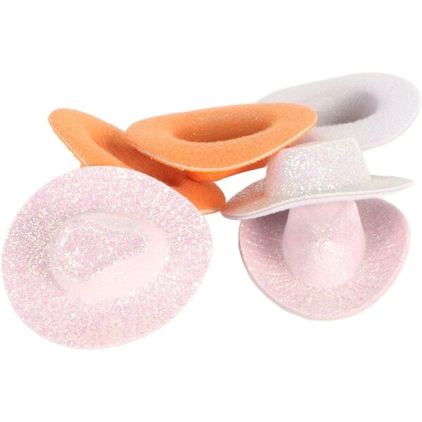 6 bunte Mini-Cowboyhüte mit Glitzer zum Dekorieren und Selbermachen – Cloimei