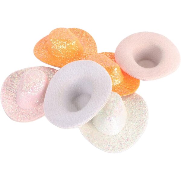 6 bunte Mini-Cowboyhüte mit Glitzer zum Dekorieren und Selbermachen – Cloimei