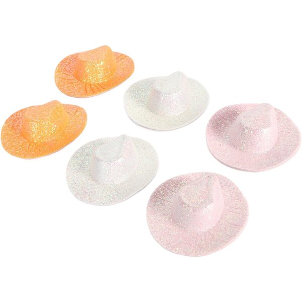 6 bunte Mini-Cowboyhüte mit Glitzer zum Dekorieren und Selbermachen – Cloimei