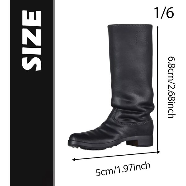 predolo Mini Stivali alti 1/6 per Bambola 12" stile retrò ed elegante nero
