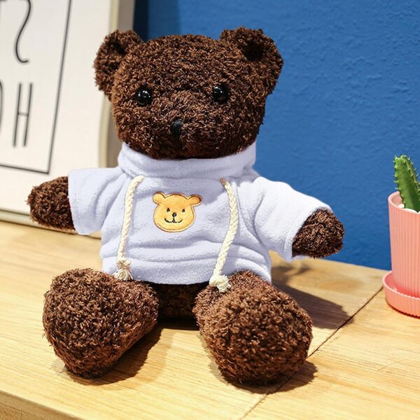 Vestiti per bambole con cappuccio orso in peluche morbido 14x7 cm - Set 2 pezzi