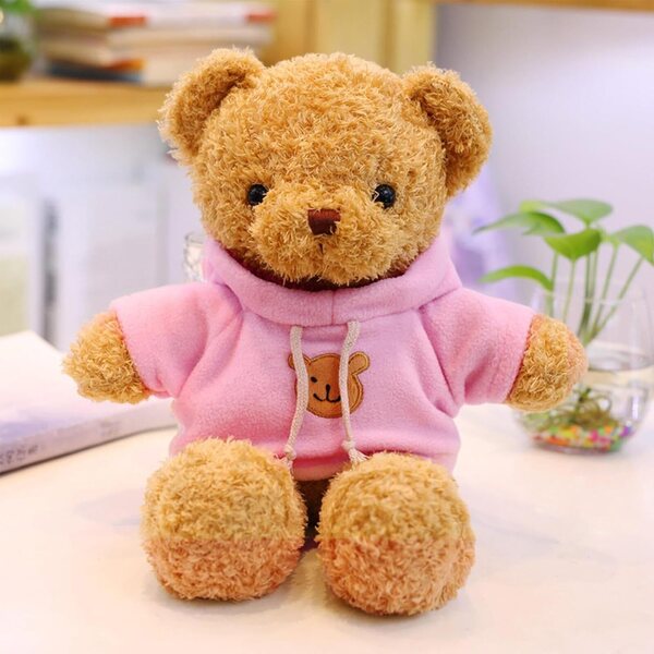 Vestiti per bambole con cappuccio orso in peluche morbido 14x7 cm - Set 2 pezzi
