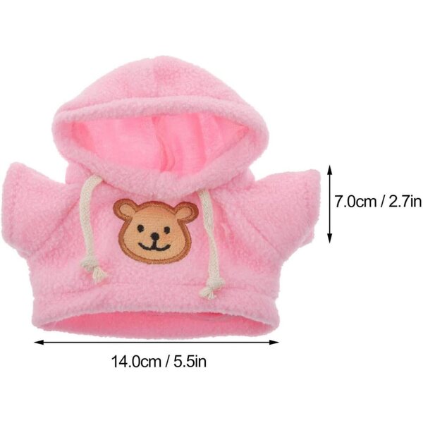 Vestiti per bambole con cappuccio orso in peluche morbido 14x7 cm - Set 2 pezzi