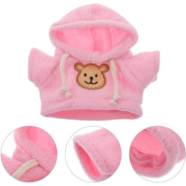 Vestiti per bambole con cappuccio orso in peluche morbido 14x7 cm - Set 2 pezzi