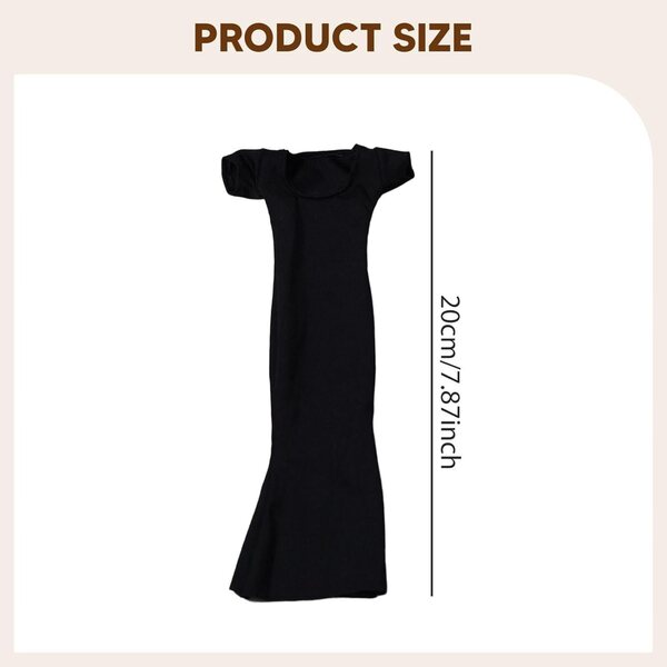 TISHITA Abito Nero Attillato 1/6 per Bambola Femminile con Fishtail Fashion