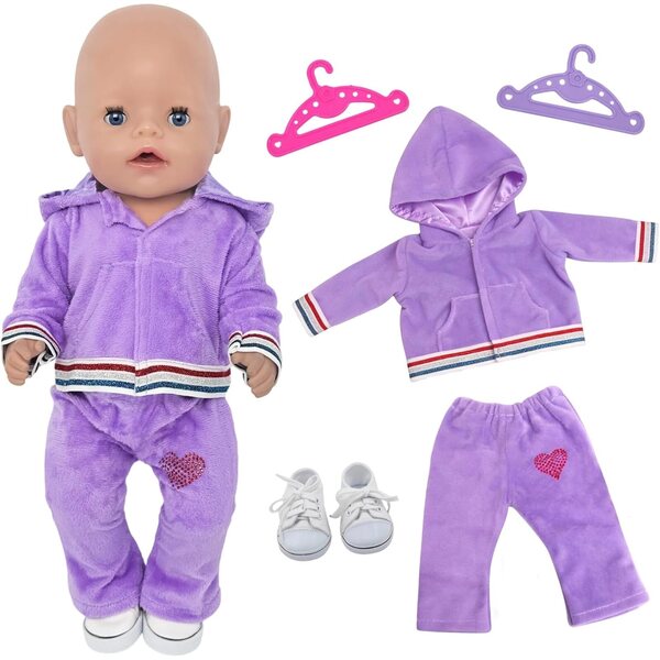 Abbigliamento per bambole viola con tuta e giacca inclusa YAEGIMHT