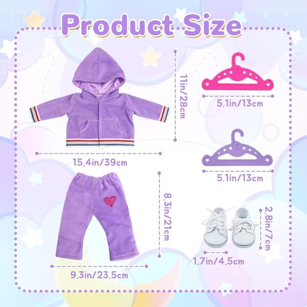 Abbigliamento per bambole viola con tuta e giacca inclusa YAEGIMHT