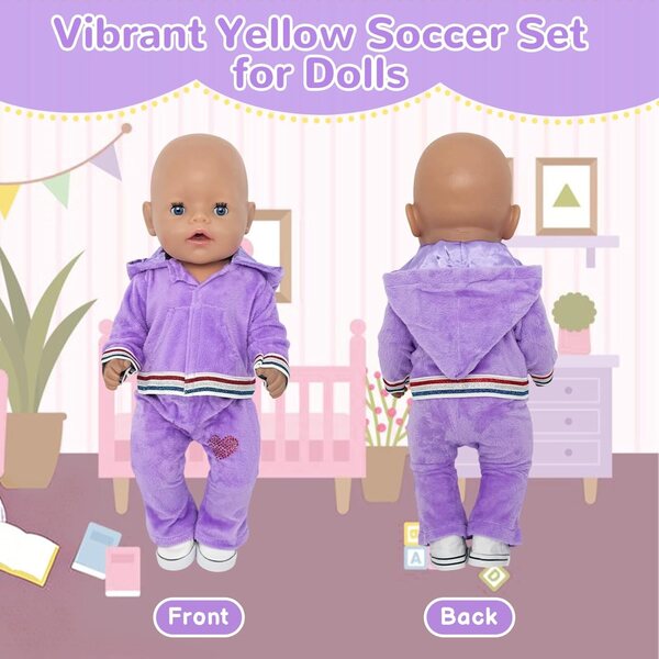 Abbigliamento per bambole viola con tuta e giacca inclusa YAEGIMHT