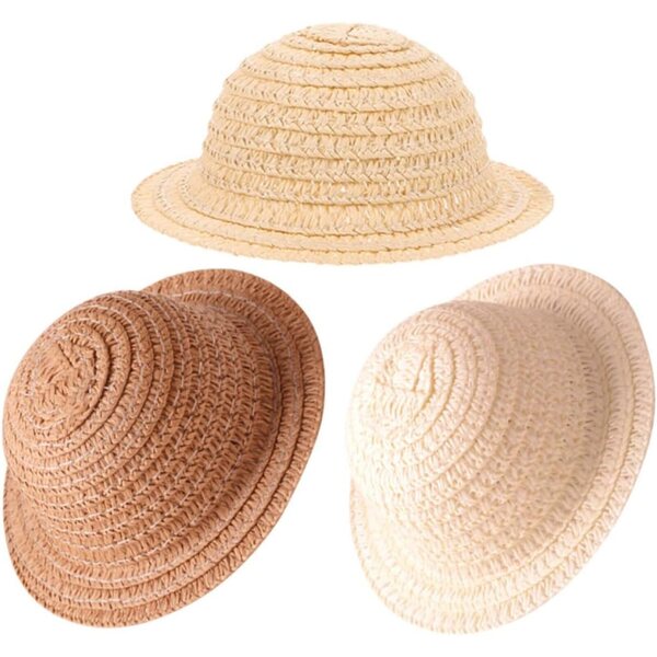 Set 3 Cappelli di Paglia per Bambole in Miniatura, Leggeri e Fashion per Fai da Te