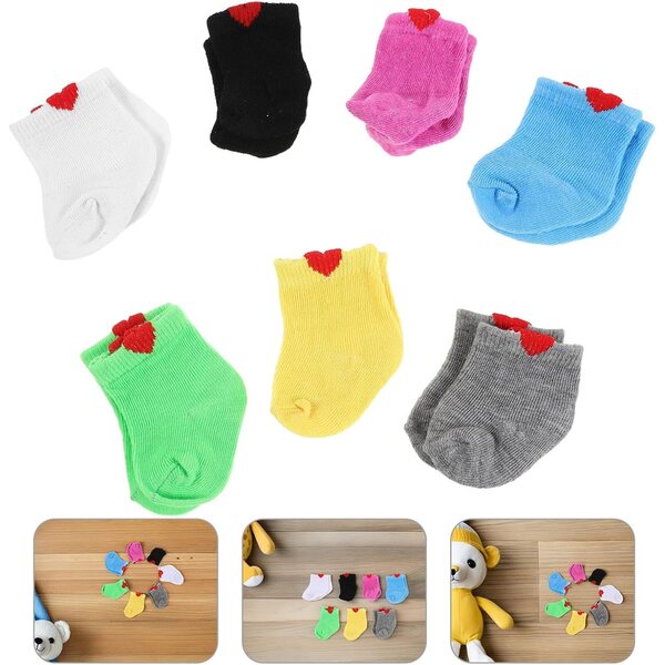 7 Paia di Calzini Colorati per Bambole da 18 Pollici - Accessori Morbidi e Eleganti