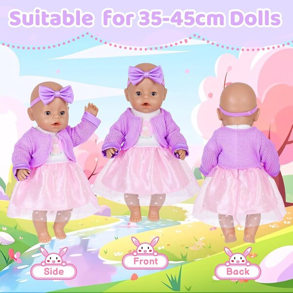 Lila Hase Puppenkleidung 5 Stück für 12-18 Zoll große Orizzhic-Puppen