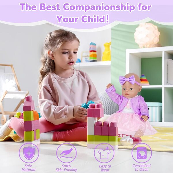 Lila Hase Puppenkleidung 5 Stück für 12-18 Zoll große Orizzhic-Puppen