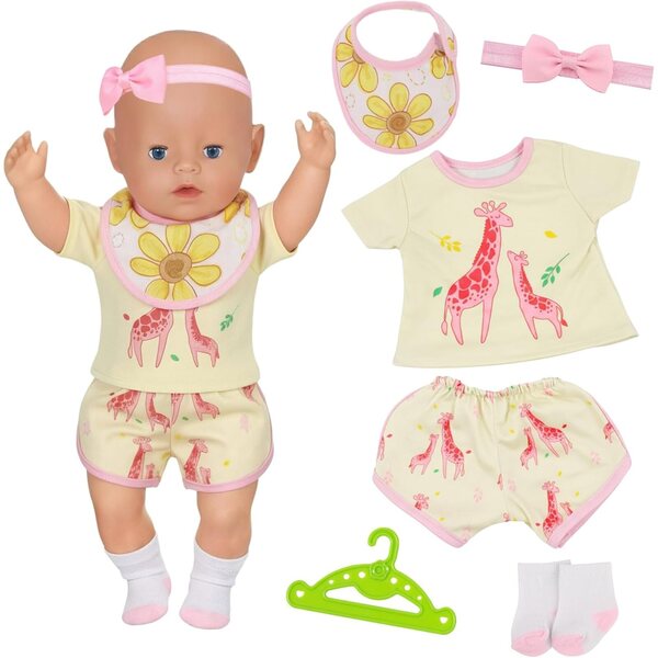 Gelbe Giraffen-Puppenkleidung für 14" bis 18" Puppen