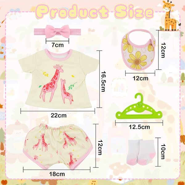 Gelbe Giraffen-Puppenkleidung für 14" bis 18" Puppen