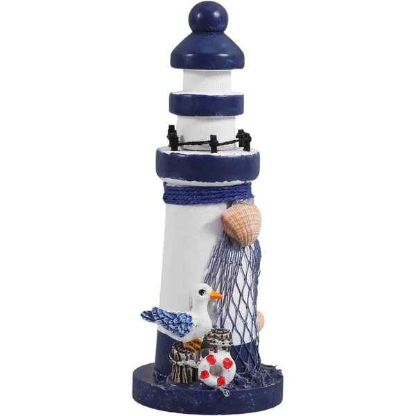 GARVALON Faro in Legno Decorativo per Casa e Scrivania, Stile Nautico 13,5x5x5 cm