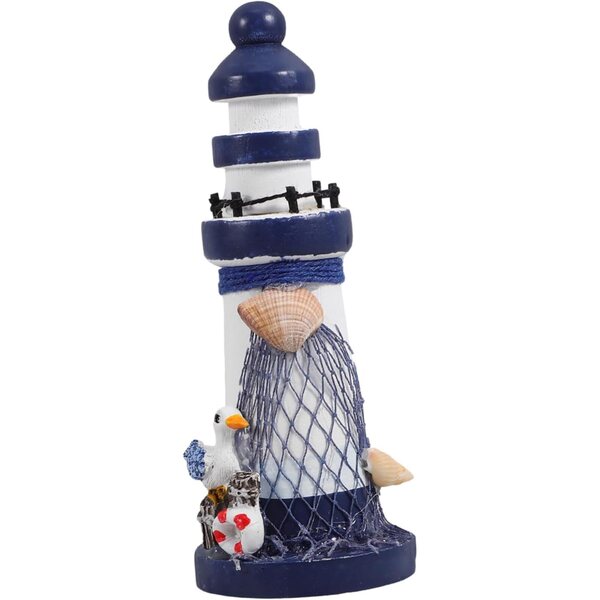 GARVALON Faro in Legno Decorativo per Casa e Scrivania, Stile Nautico 13,5x5x5 cm