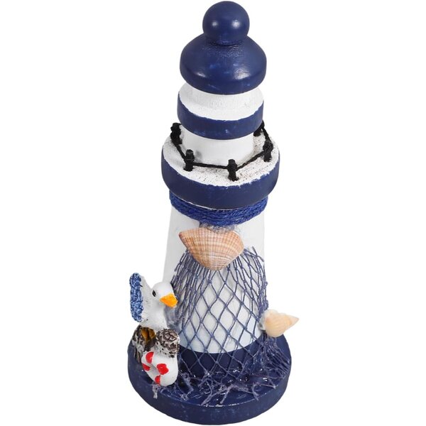 GARVALON Faro in Legno Decorativo per Casa e Scrivania, Stile Nautico 13,5x5x5 cm
