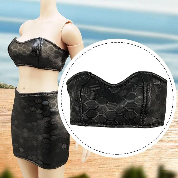 Trägerloser Bandeau-BH für 1/6 Actionfigur – weiches schwarzes Crop-Top
