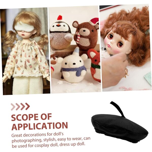 Mini Berretto Nero per Bambole da 20 cm - Accessorio Fai da Te e Cosplay Elegante