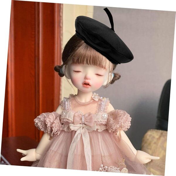 Mini Berretto Nero per Bambole da 20 cm - Accessorio Fai da Te e Cosplay Elegante