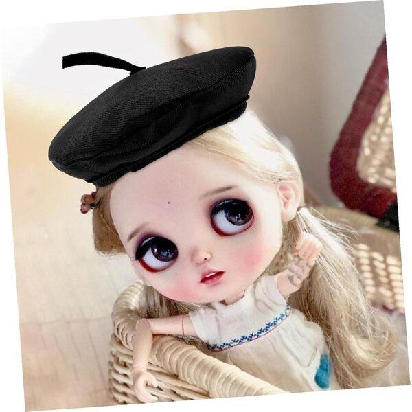 Mini Berretto Nero per Bambole da 20 cm - Accessorio Fai da Te e Cosplay Elegante