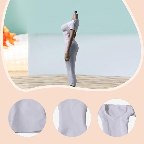 Oshhni Abito Femminile 1/6 Bianco Vestito Aderente per Figure da Collezione