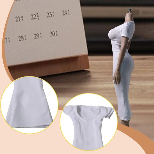 Oshhni Abito Femminile 1/6 Bianco Vestito Aderente per Figure da Collezione